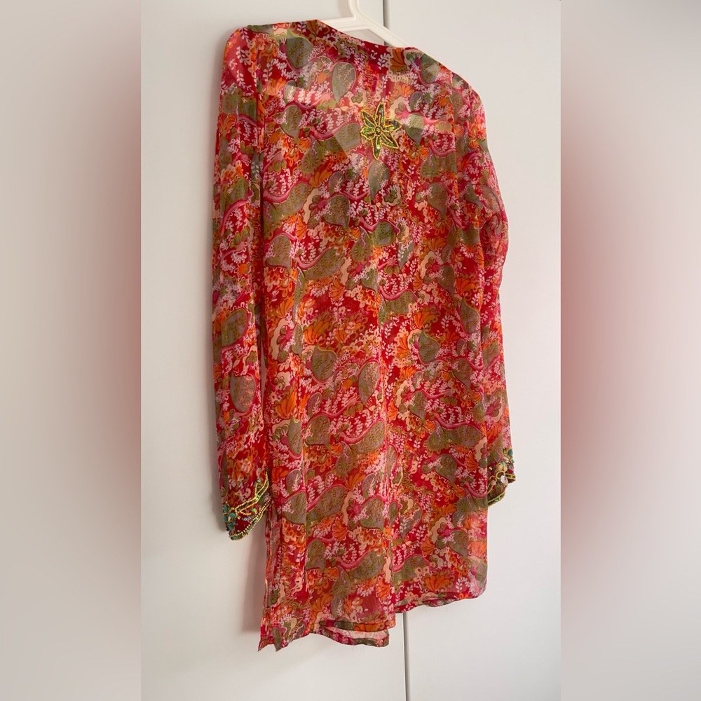 Silk Print Top / Beach Cover - Picture 4 of 10
